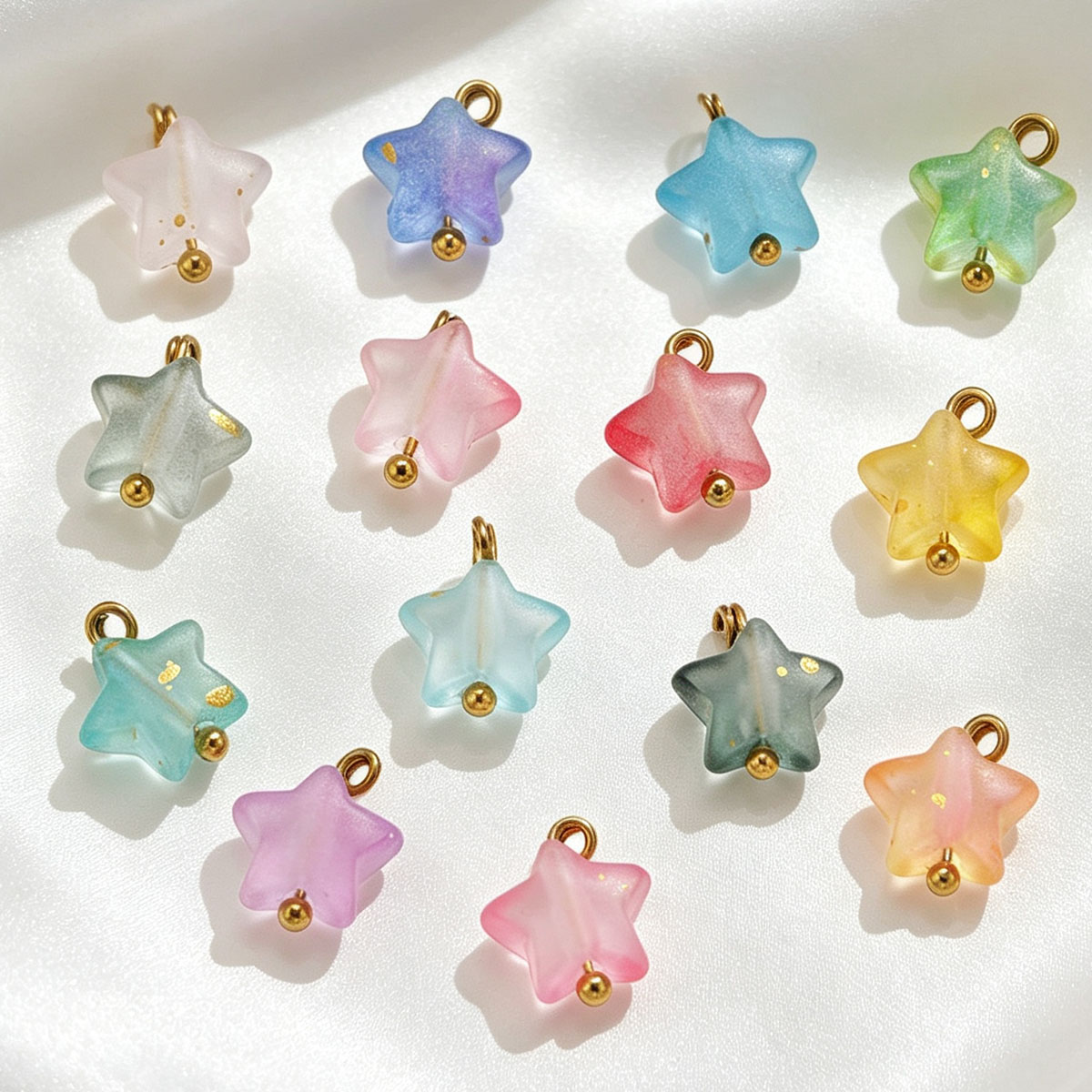 Moon Star Earrings - 12pcs Mini Mixed Color Acrylic Star