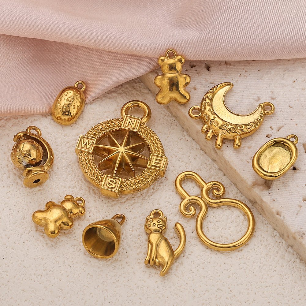 Moon Star Earrings - 5pcs Stainless Steel Kitten Globe Bell