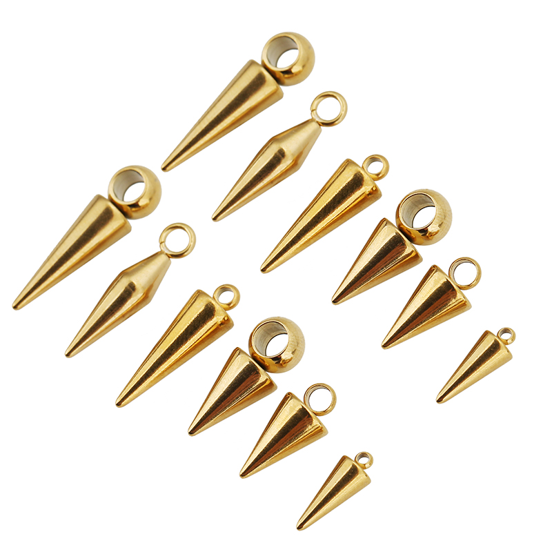 Moon Star Earrings - 10pcs Stainless Steel Cone Charms Pendants