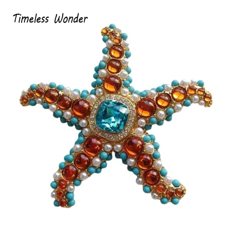 Vintage Brooch Pin - Timeless Wonder Retro Zircon Geo Glass