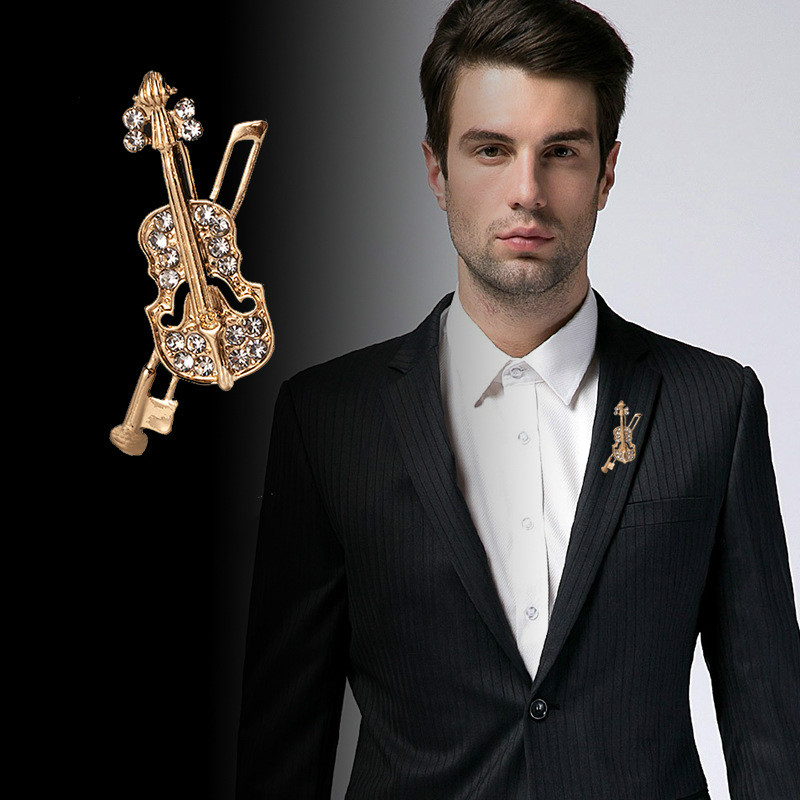 Crystal Violin Brooch Jewelry  - đánh giá và giá Vintage Brooch Pin