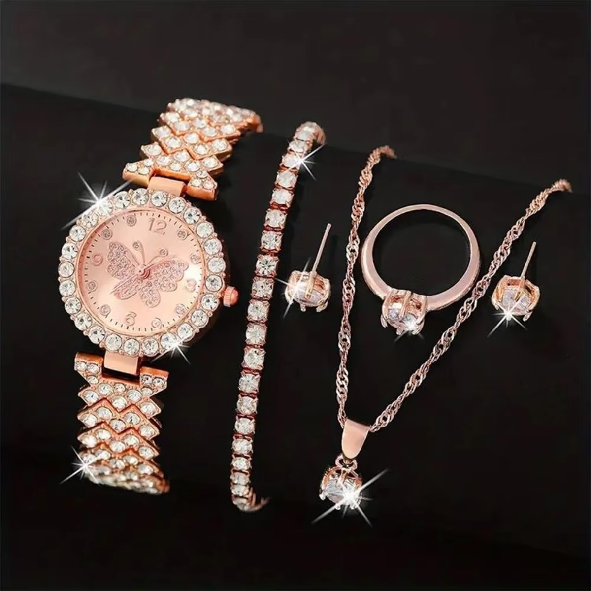 6PCS/Set Luxury Rhinestone But - đánh giá và giá Jewelry Box Watches Bracelets