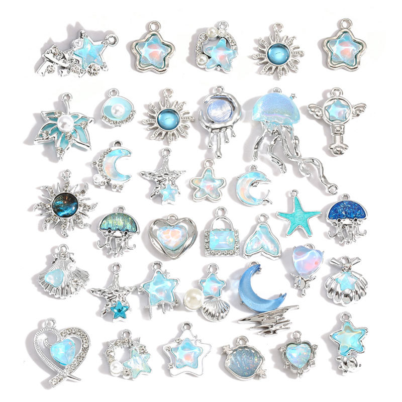 10Pcs Silver-plated Alloy Crys - đánh giá và giá Moon Star Earrings