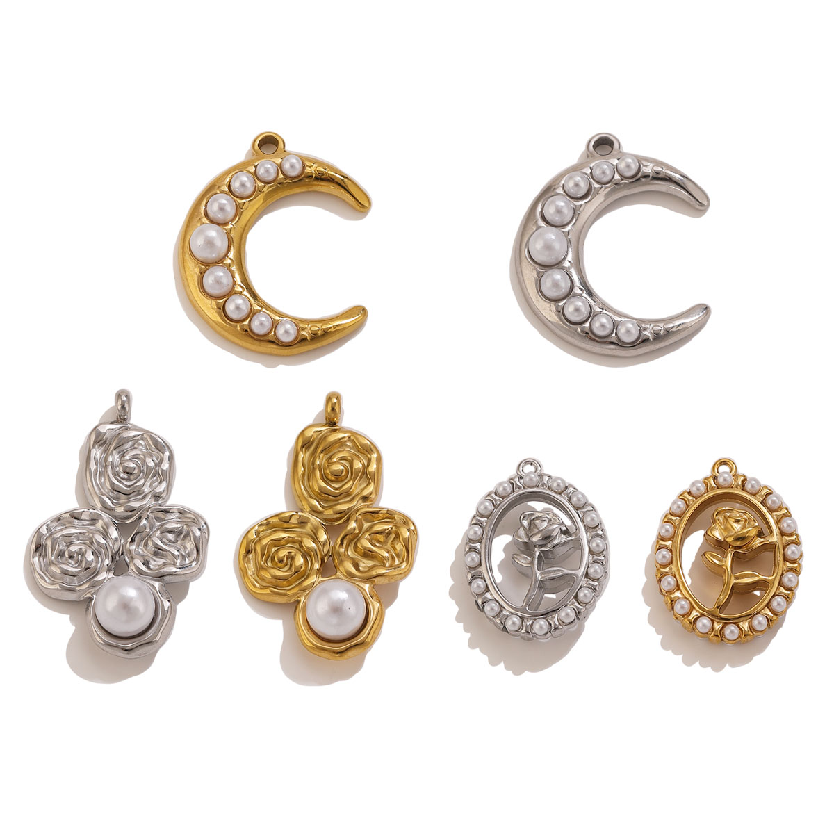 5Pcs Stainless Steel 18K Gold  - đánh giá và giá Moon Star Earrings