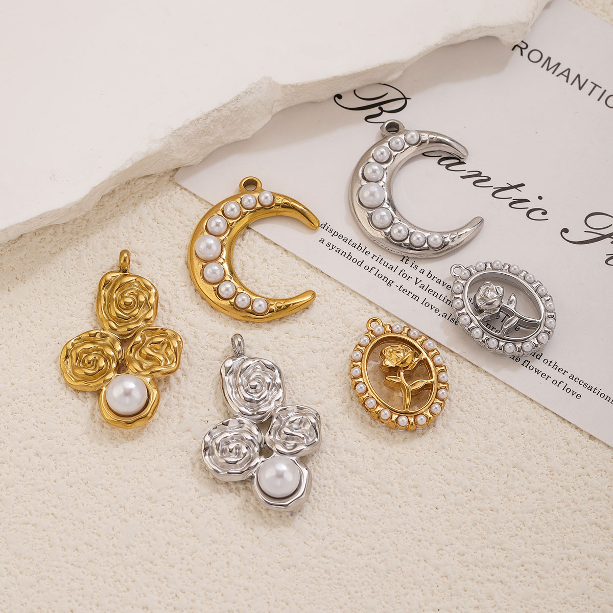 5Pcs Stainless Steel 18K Gold  - đánh giá và giá Moon Star Earrings