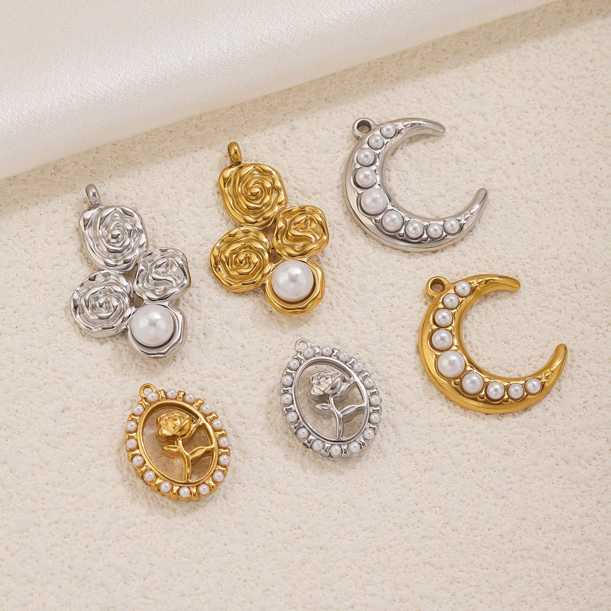 5Pcs Stainless Steel 18K Gold  - đánh giá và giá Moon Star Earrings