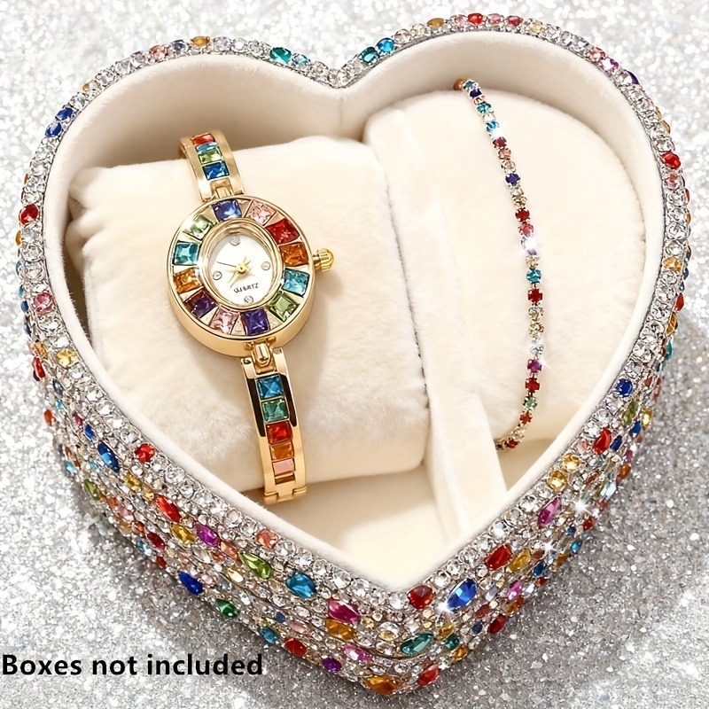 2pcs Elegant Colorful Rhinesto - đánh giá và giá Jewelry Box Watches Bracelets