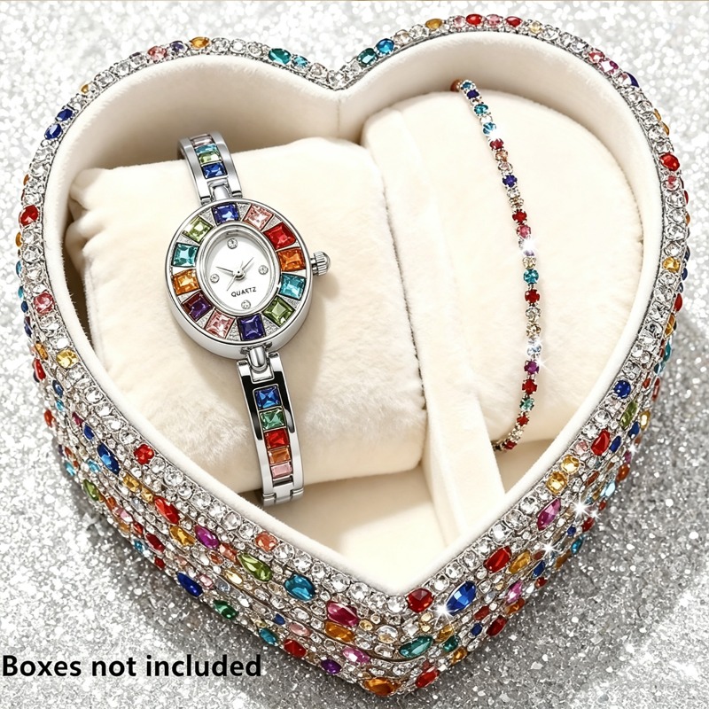 2pcs Elegant Colorful Rhinesto - đánh giá và giá Jewelry Box Watches Bracelets